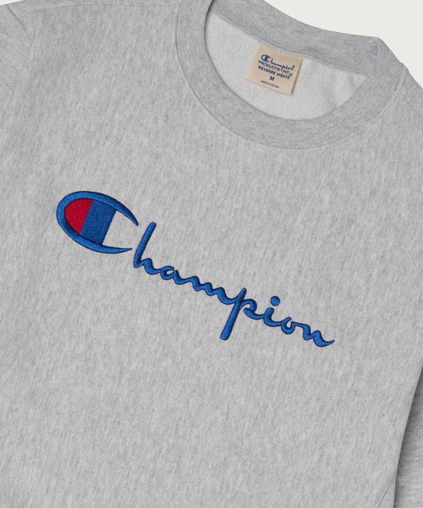 Champion Women'S Reverse Weave Big Logo Crop Sweatshirt Light Grey