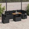 VidaXL Garden Lounge Set 7 Pcs with Cushions Black Wicker 3327156