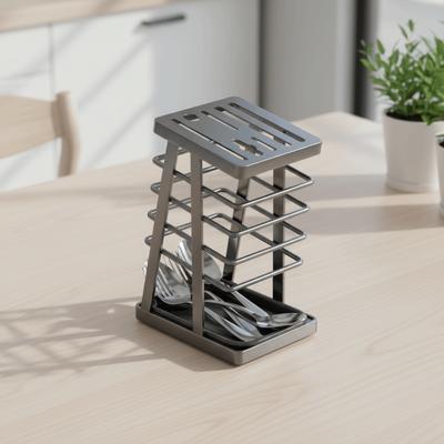 Rustproof Countertop Drainage Rack Carbon Steel Thickened Cutlery Holder Waterproof Detachable Kitchen Storage Holders