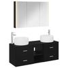 Bathroom Furniture Set 4 Pcs Black Oak Engineered Wood and Glass
