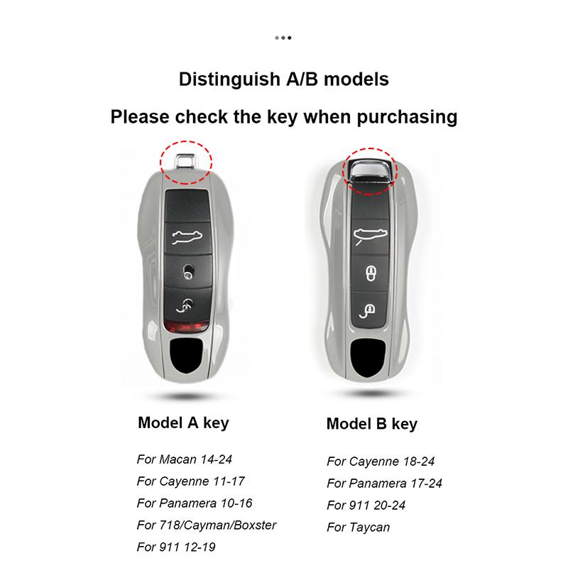 Original Car Paint Surface Matt Gray Car Key Shell For Porsche Panamera Cayenne 911 Macan 718 Key Cover Fob Holder Accessories