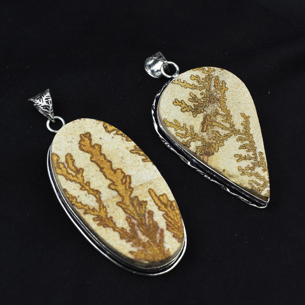 Oval-Pear Cut Psilomelane 198 Ct Pendant Healing Stone 925 Silver Gemstone AR-1705-S