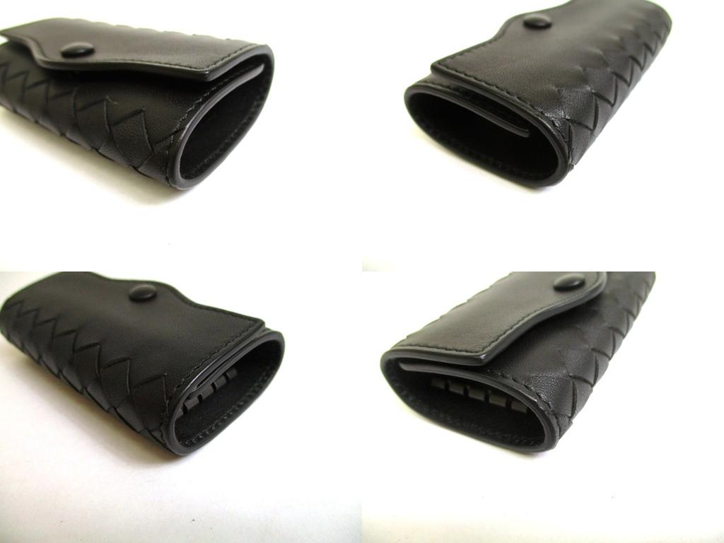 Authentic BOTTEGA VENETA Black Leather Silver H/W 4 Pics Key Chain #a960  Refurbished