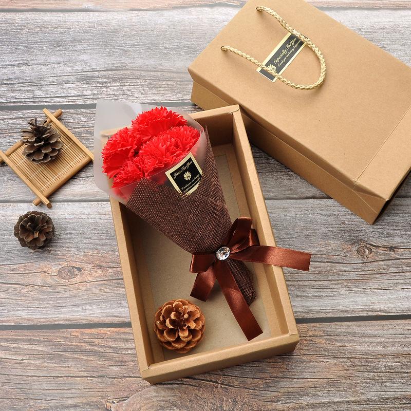 Artificial Carnation Soap Carnation Bouquet with Bear Doll Birthday Gift Mother's Day Gift Home Decoration Wedding Decoration