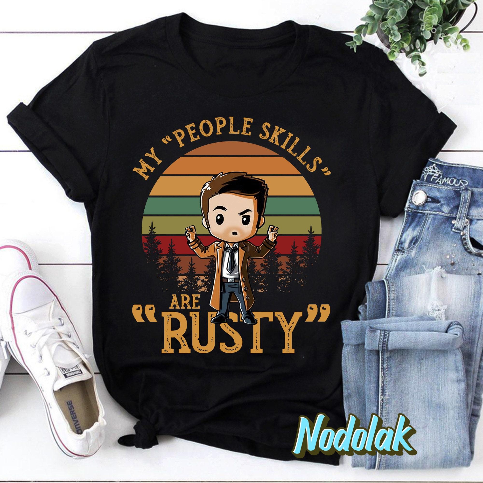 Chibi Castiel Supernatural My People Skills Are Rusty Tshirt Supernatural Winchesters Tshirt Winchester Brothers Tshirt S