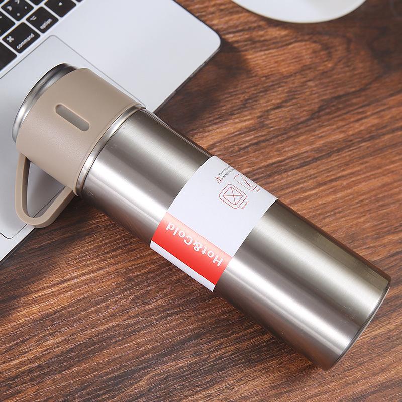 500ML Stainless Steel Vacuum Flask Gift Kit Office Business Style Thermos Bottle Outdoor Use Hot Water Thermal Insulation Couple Cup