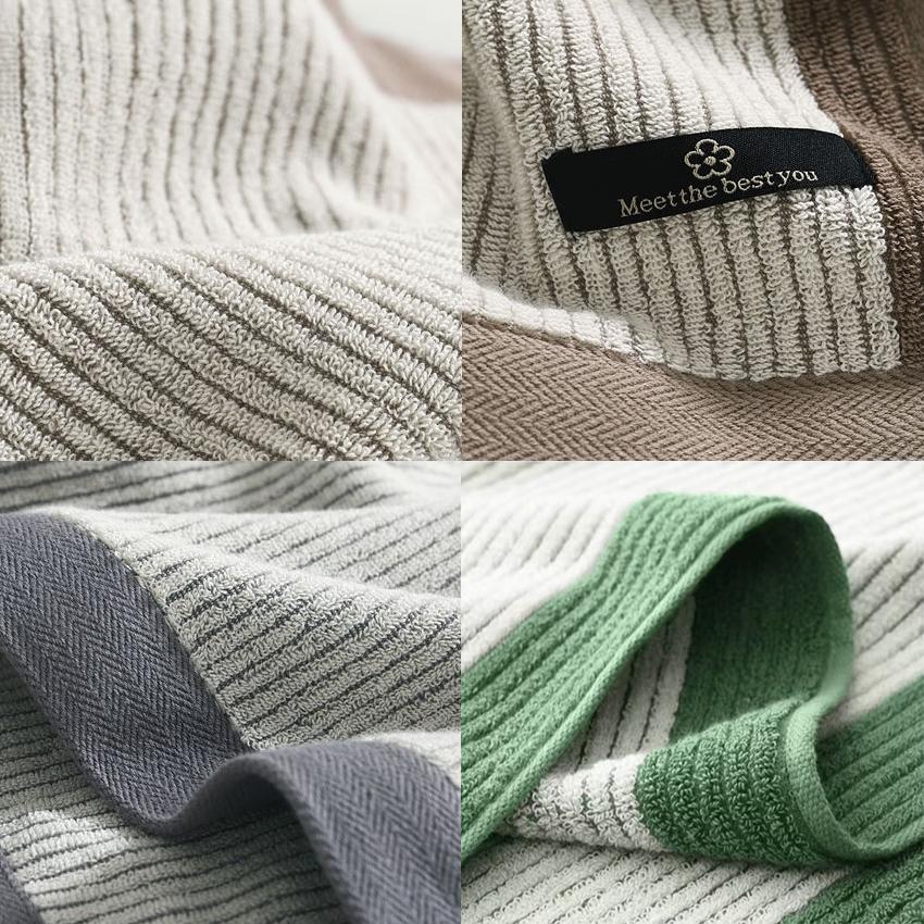 3pcs/set Cotton Striped Face Bath Towels Super Soft Absorbent Shower Towel Set for Adults Home Bathroom serviette de bain