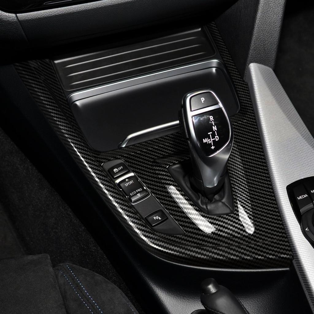 For BMW 3 4 Series F30 F31 F32 F33 F34 F36 (2012-2018) Car Center Console Gear Shift Cover Panel, Carbon Fiber ABS Trim Sticker