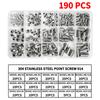 DIN914 304 Stainless Steel Hex Socket Point Grub Screws M3 M4 M5 M6 M8 M10 Assortment Kit - High Hardness Fasteners Set