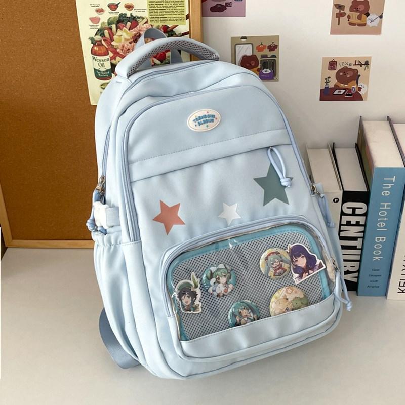 Schoolbag Japanese Transparent Ins High Value Students Shoulder Large Capacity Backpack  Painful Backpack Shoulder Bag Wild Tide.