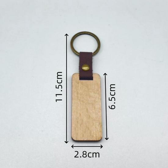 Creative Beech Wood Car Pendant & Leather Keychain with Laser Engraved Walnut Wood Logo