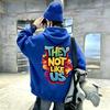 Kids Pullover Hoodie THEY NOT LIKE US Colorful Graffiti Letter Print On Back Warm Hooded Sweatshirt Boys Girls Autumn Winter