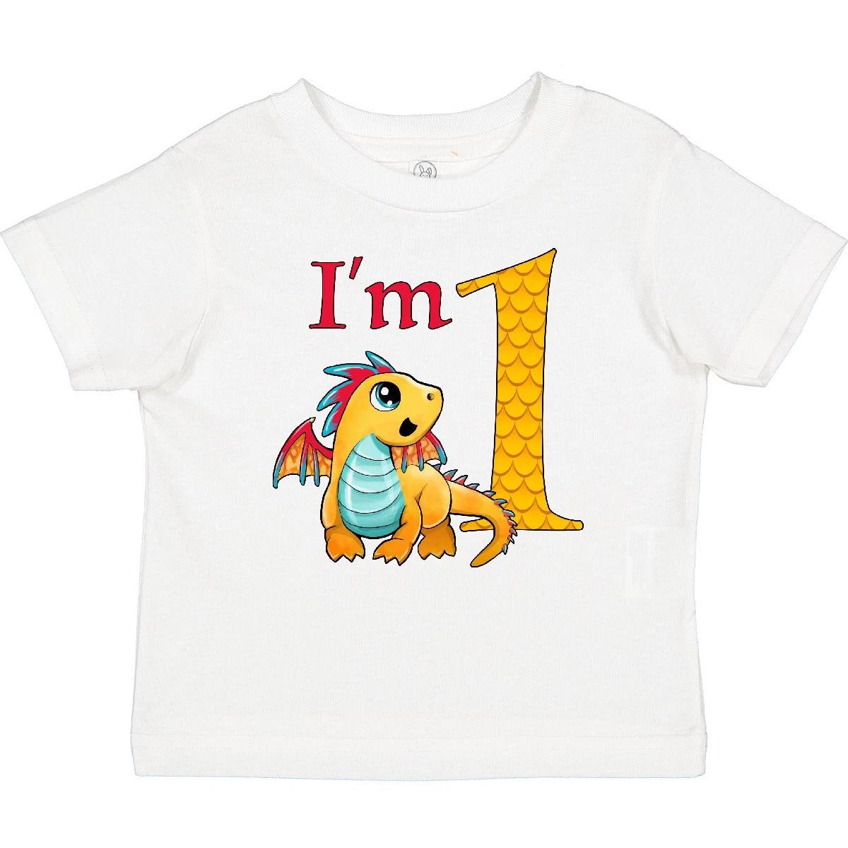 Inktastic Gold And Red Baby Dragon First Birthday Baby T-Shirt Birthdays 1st One 130