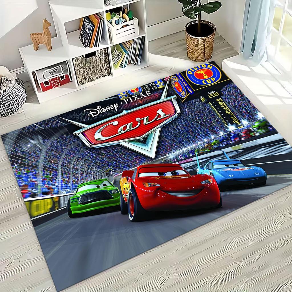 3D Lightning McQueen Cars Cartoon Rug for Bedroom Living Room Sofa Home Doormat Decor, Large Kids Play Non-slip Floor Mat Gift