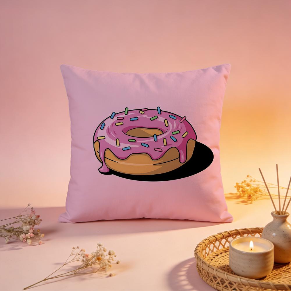 Sweet Donut Cartoon Print Cushion Cover Comfortable Durable Pillow Cover MultiScene for Home Office Car Sofa