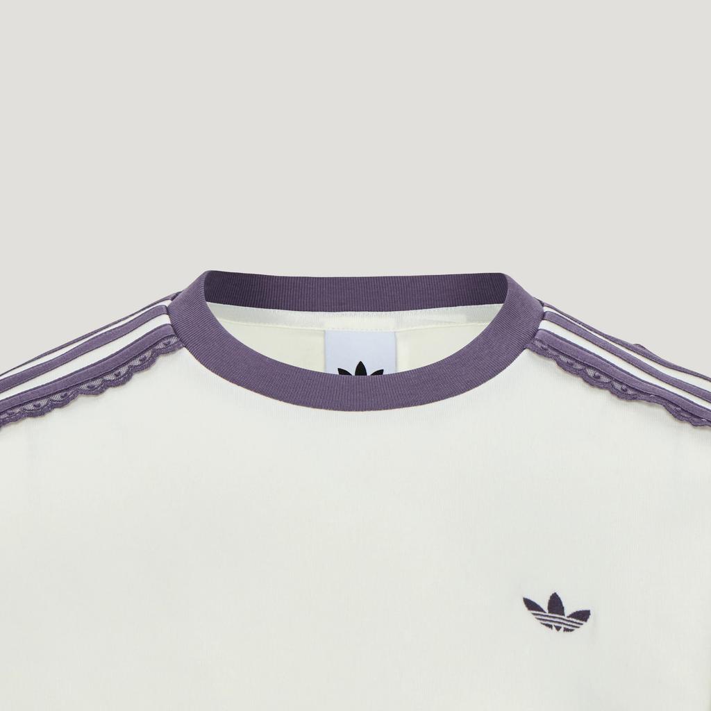 Adidas Originals Cali T-Shirt With Elegant Lace Trim Casual Sports Short Sleeve Women Tops LF2332