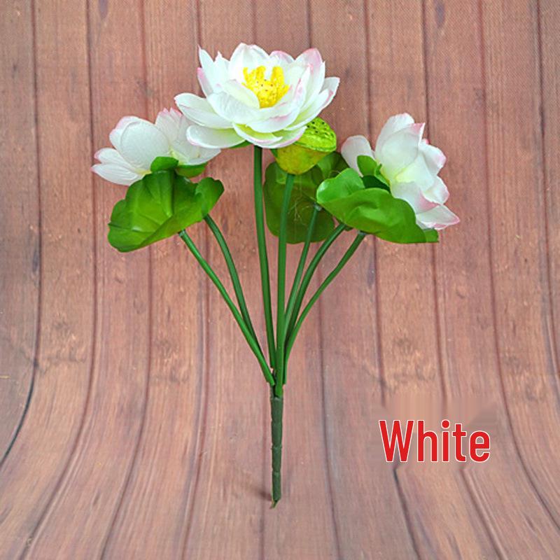 Small 7-Head Lotus Flower Silk Simulation for Buddhist Altar or Living Room Decor