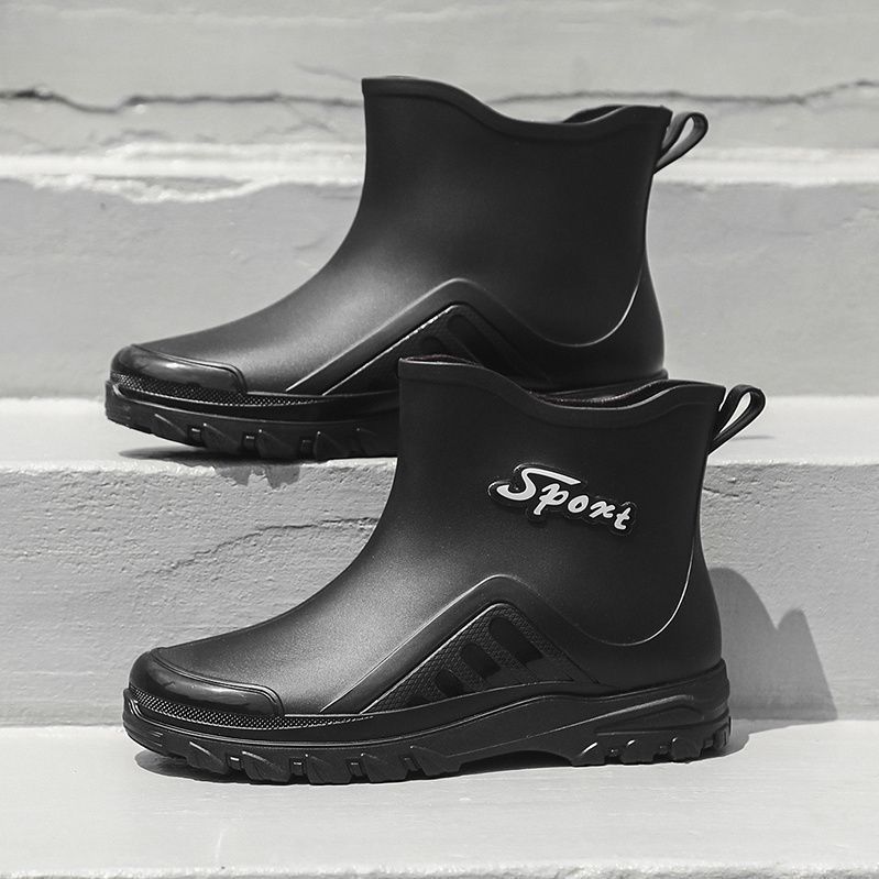 

Fixed fleece warm rain shoes men s short tube non-slip and wear-resistant fleece 39