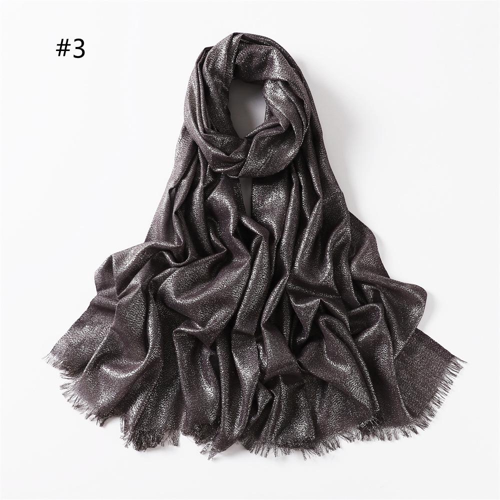 Elegant Two-End Tassel Scarf: Solid Color with Gold and Silver Threads
