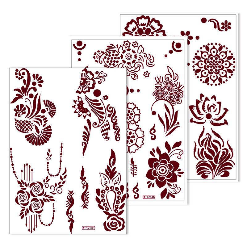 Tattoo Sticker North African Henna Brown Red Lace Tattoo Sticker Henna Tattoo