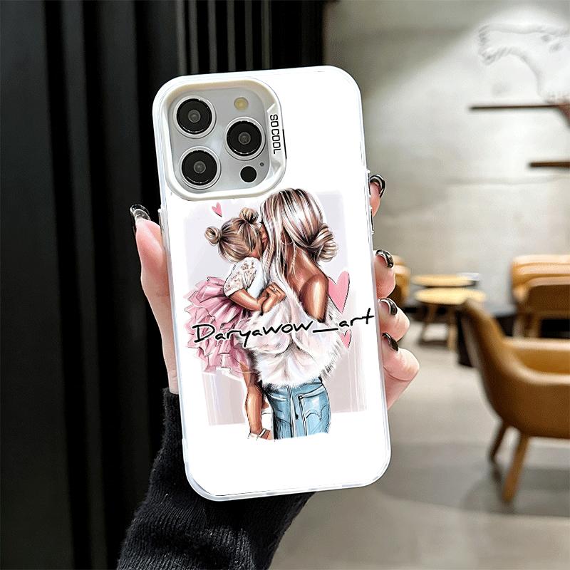 Mom Baby Girls Theme Soft Phone Case for iPhone 15 16 17 Pro Max 17Air 16E 14 Plus 13 12 Mini Shockproof Cover Back Shell