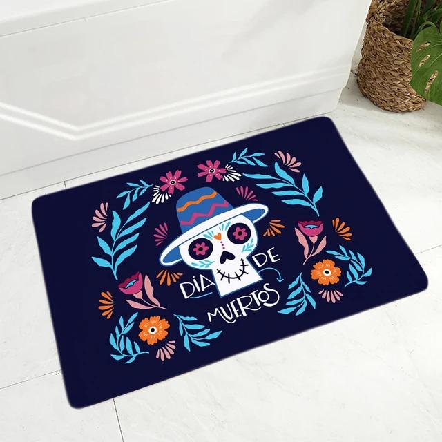 Cartoon Mexico Day of The Dead Entrance Doormat Home Decor Sugar Skulls Kitchen Hallway Rugs Bathroom Non-slip Floor Mat