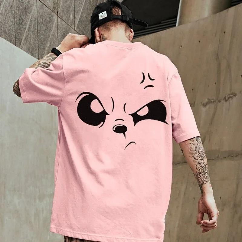 

Чоловіча футболка з коротким рукавом у стилі хіп-хоп, повсякденний вуличний одяг, принт Angry Blink, літня мода Хараджуку, вуличний одяг Y2K XXXXXL чорний