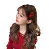 New Year Headwear Red Rhinestone Hairpin Chinese Style Matte Snap Hair Clips Hair Barrette  Girl