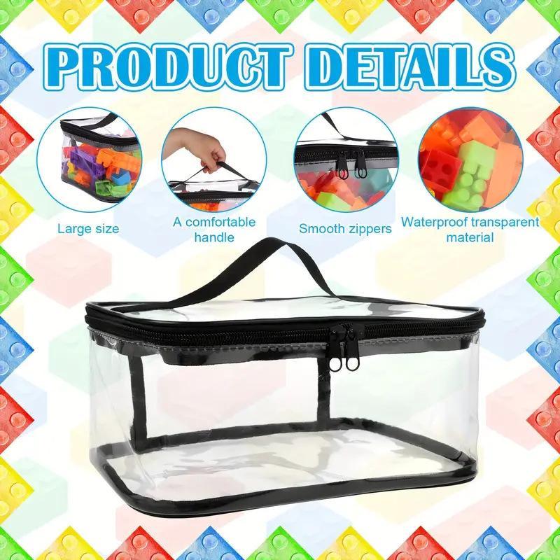 Transparent Pvc Zipper Toy Storage Bag Large Capacity Puzzle And Block Organizer For Toy And Building Block Storage