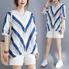 Odzież damska Wygodne swetry Luźne z dekoltem V Prostota Nadruk Paski Eleganckie Moda Letnie Cienkie Codzienne Koszulki