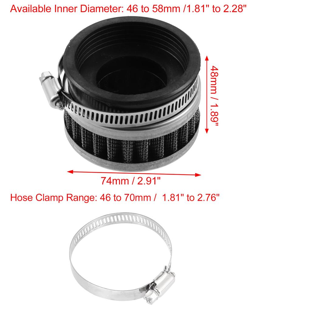 uxcell Universal 58-60mm Straight Round Taper Replacement Cylindrical Air Filter Silver Tone