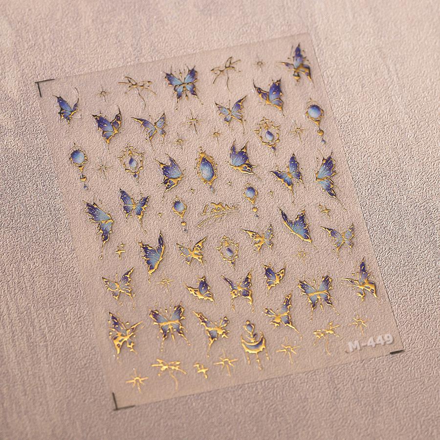 5D illusion polarized butterfly nail sticker pink purple blue fashionable self-adhesive butterfly nail art decoration sticker