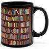 Bookshelf ceramic coffee mug