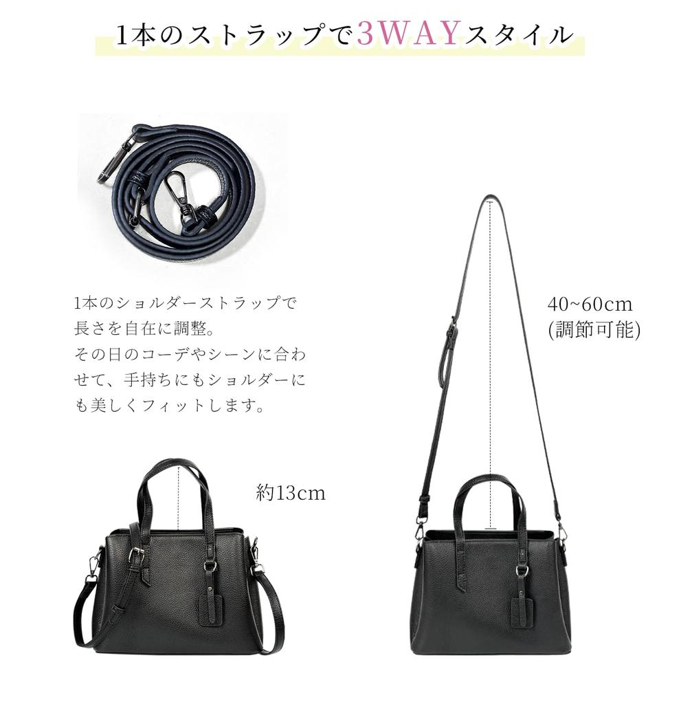 Kinatu Genuine Leather Shoulder Shoulder Large Perfect for Cowhide with Studs on the White Women's Bag, 3-Way, Crossbody, Handbag, Bag, Handbag,