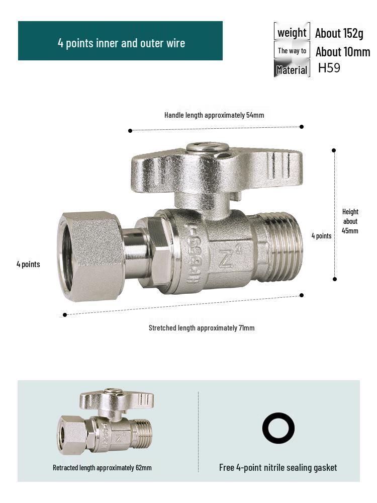 All-Copper DN15 Male & Female Threaded Union Ball Valve for Hot & Cold Water with Thickened Copper Ball Core