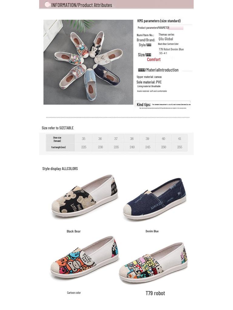 Women's Spring/Autumn Comfortable Canvas Flats: Casual, Versatile, Non-Slip, Soft Sole Shoes