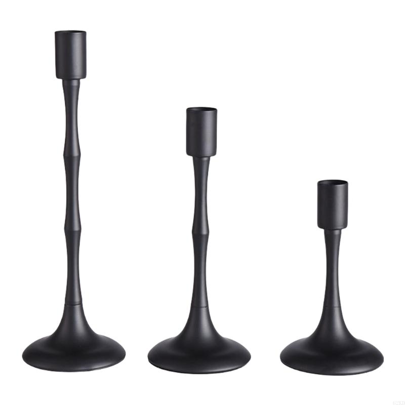 62KD 3Pcs Decorative Metal Holders Candlestick for Holiday Table Centerpieces