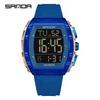 SANDA 6286 Multi Function Men Digital Watch Fashion Design Two Time Luminous Complete Calendar Waterproof Men Digital Wristwatch