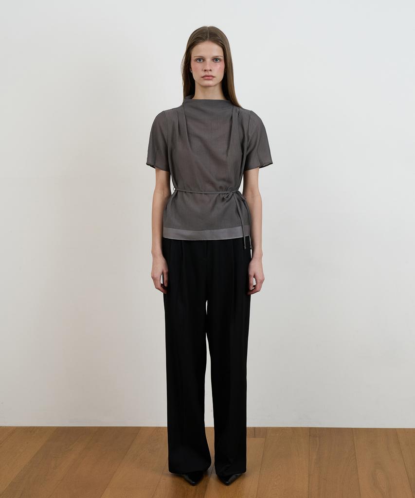 DEHEVE Drape Strap Blouse [Charcoal]