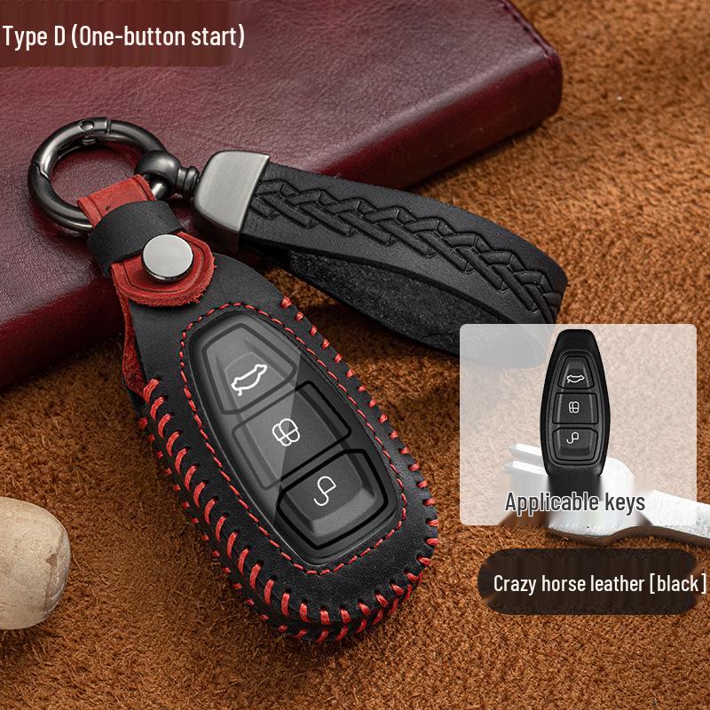 Ford Key Case for Focus, Mondeo, Kuga, Ecosport, Edge, Taurus - Genuine Leather with Buckle