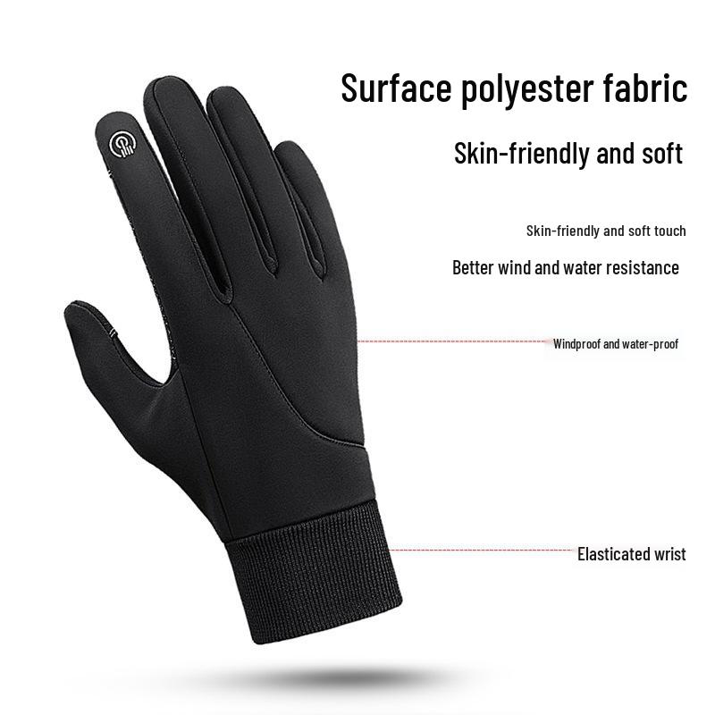 Men's & Women's Warm Touchscreen Cycling Gloves - Non-slip, Splash-proof, Windproof, Cold-resistant with Velvet Lining.
