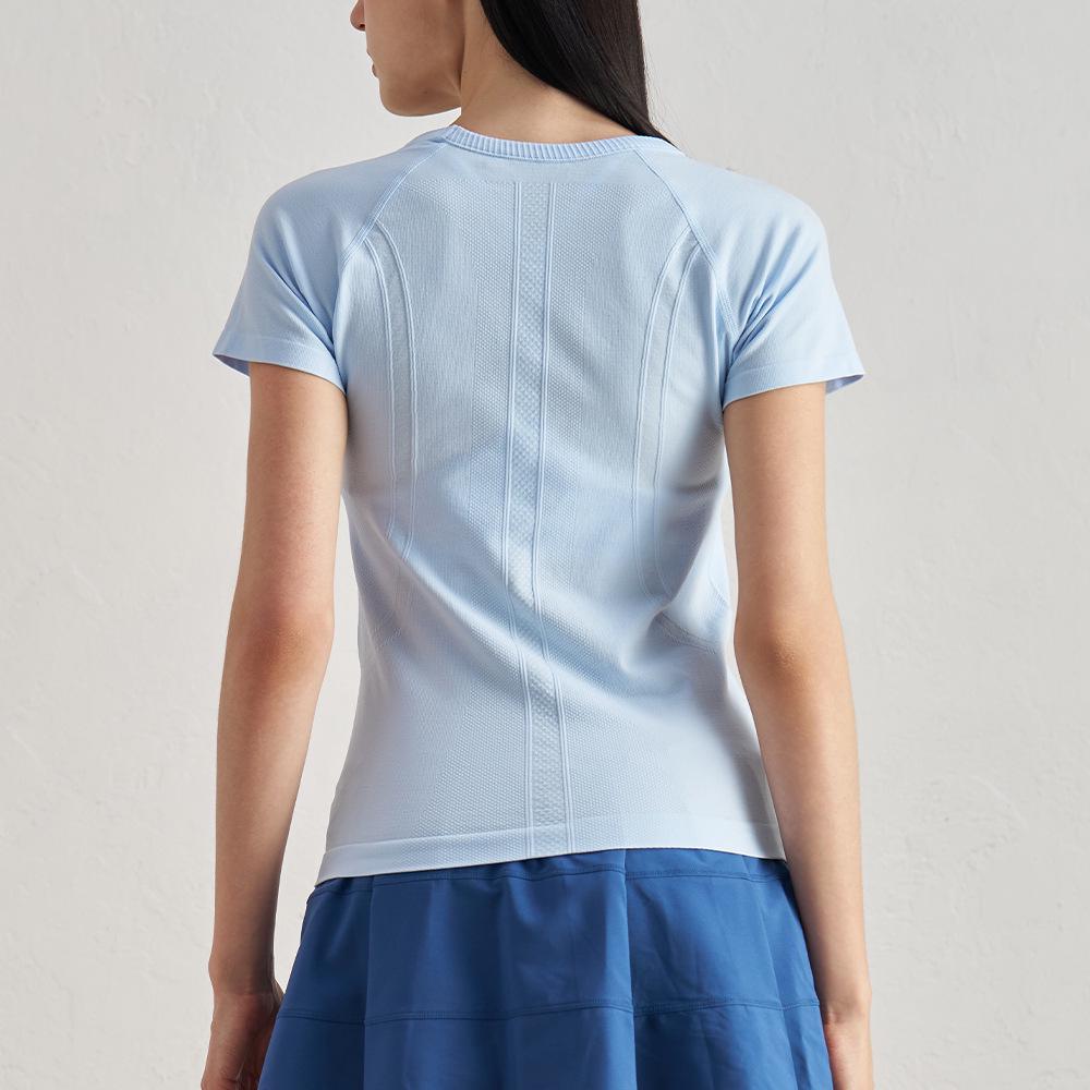 Women's Bare-Feel Yoga Top: Round Neck, Short Sleeve, Stretchy, Breathable, Seamless, Slim Fit for Pilates and Running.