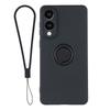 For Samsung Galaxy S25 Edge Silicone Case with Strap Ring Kickstand Phone Cover