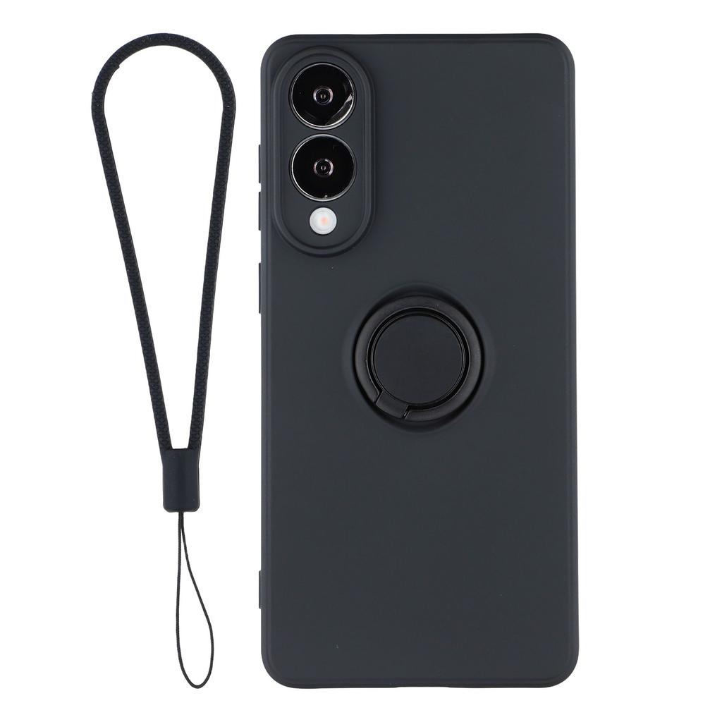 For Samsung Galaxy S25 Edge Silicone Case with Strap Ring Kickstand Phone Cover