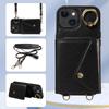 For iPhone 15 Series.for iPhone 15,15 Plus,15 Pro,15 Pro Max Shoulder Strap Rope Ring Bracket Design Card Holder Slots Lichee Pattern Cover Phone Case