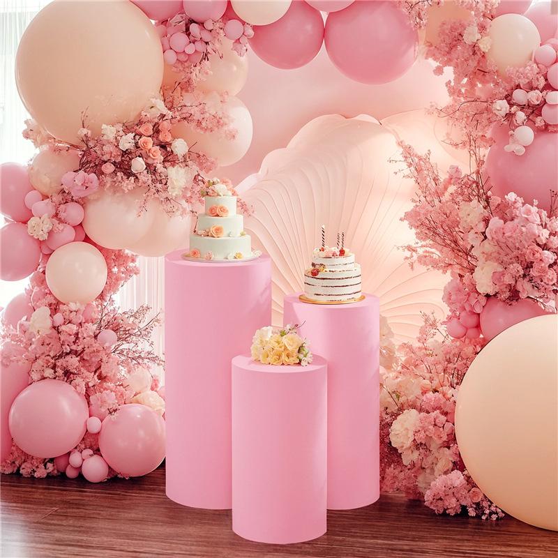 3Pcs Cylinder Plinth Stand Covers Dessert Tables Cloth Pedestal Covers For Wedding Thanksgiving Birthday Party Decoration