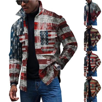 Men's Fashion Trend Daily Casual Printed Long Sleeve Button Down Jacket