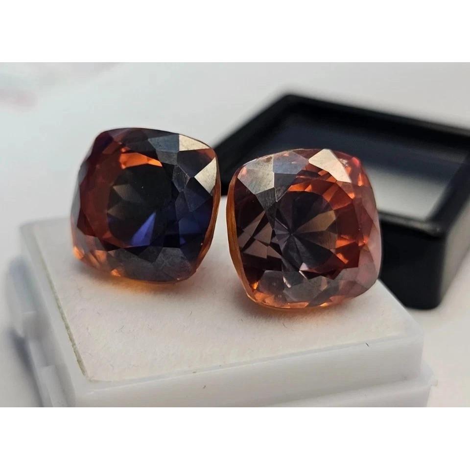 Cushion Cut Natural Pitambari Sapphire For Earring Making 45-47 Ct Pair