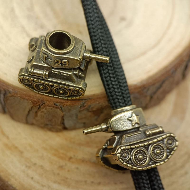 T29 Panzermodell Messing Messerperlen Outdoor EDC Schirmseil Schlüsselanhänger Anhänger DIY Armbänder Zubehör Lanyard Anhänger