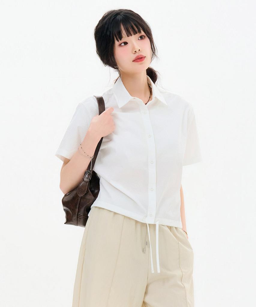 CHASECULT Women'S Seersucker Short Sleeve Shirt-Fbrg5574D0A